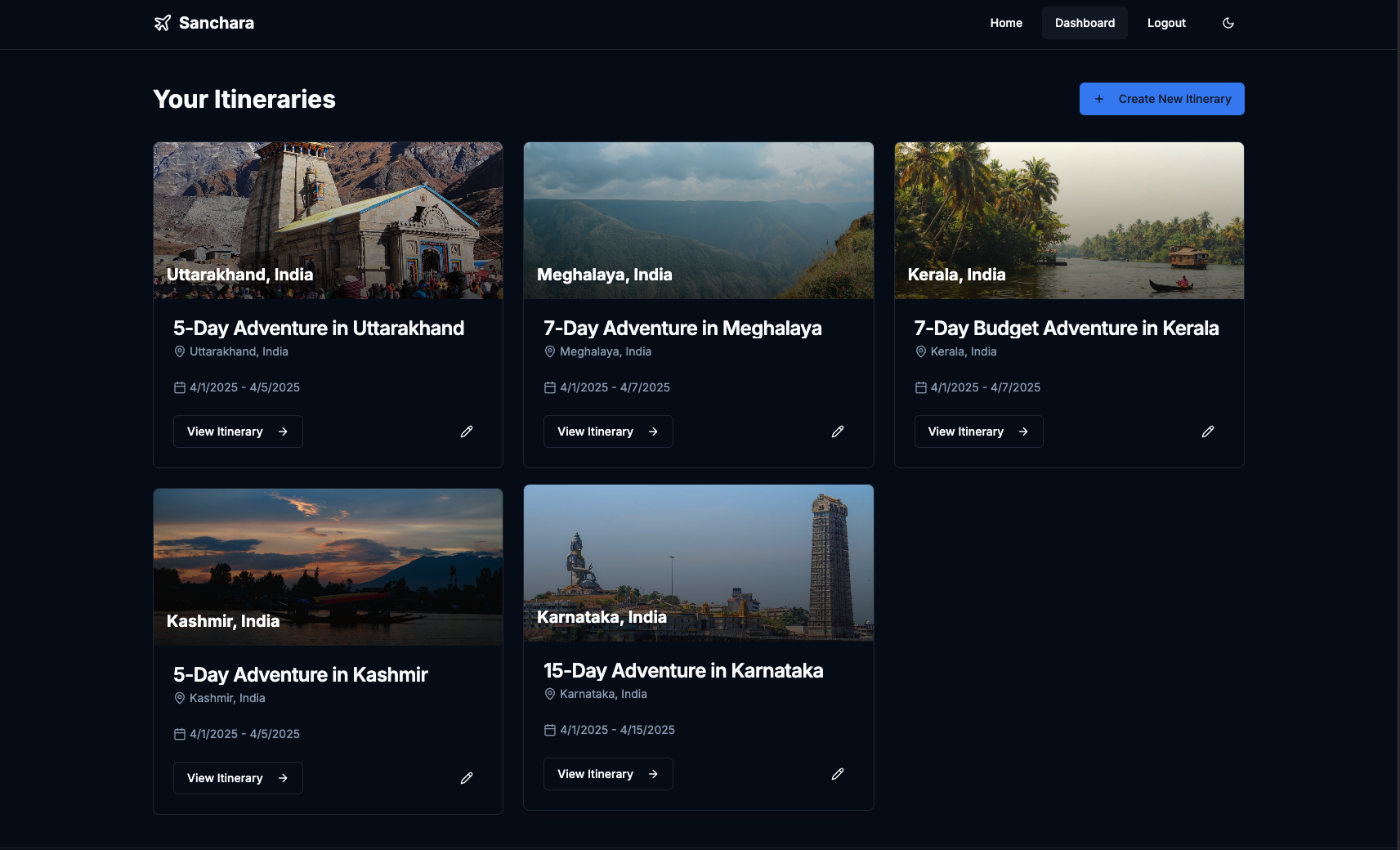 Sanchara dashboard preview